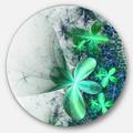 DESIGN ART Designart 'Sparkling Green and Blue Fractal Flower' Modern Floral Disc Metal Wall Art