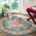 SAFAVIEH Monaco Toria Traditional Area Rug Light Blue/Fuchsia 3 x 3 Round