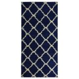 Moroccan Trellis Shag Area Rug Rugs New Shaggy Collection (Navy Blue 3 3 x10 Runner)