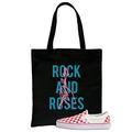 Rock And Roses Neon Sign Urban Style Black Canvas Bag