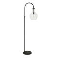 Evelyn&Zoe Mid-Century Modern Metal Arc Floor Lamp with Seeded Glass Shade
