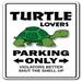 SignMission TURTLE LOVERS Parking Sign Ocean Aquarium Animal Sea Pet | Indoor/Outdoor | 12 Inch Tall
