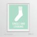 Single and Looking Sock Graphic Mint Green Laundry Room Wall Art Decor Graphic Signs