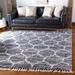 Unique Loom Trellis Hygge Shag Rug Gray/Beige 8 Square Trellis Modern Perfect For Dining Room Living Room Bed Room Kids Room