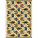 Joy Carpets 1461C-03 Kaleidoscope Fabulous Fifties Rectangle Whimsical Area Rugs 03 Gold - 5 ft. 4 in. x 7 ft. 8 in.