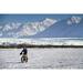 Man Fat Tire Mountain Biking On The Knik Glacier Chugach Mountains Southcentral Alaska Winter Poster Print (34 x 22)