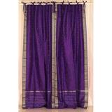 Purple Tie Top Sheer Sari Curtain / Drape / Panel - Pair