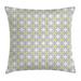 Grey and Yellow Throw Pillow Cushion Cover Retro Geometric Vintage Design Bold Cross Dots Image Decorative Square Accent Pillow Case 20 X 20 Inches Light Grey Light Yellow and White by Ambesonne