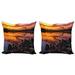 Landscape Throw Pillow Cushion Cover Pack of 2 Usa Missouri Kansas City Scenery of a Sunset Lake Nature Camping Themed Art Photo Zippered Double-Side Digital Print 4 Sizes Multicolor by Ambesonne