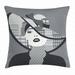 Diva Throw Pillow Cushion Cover Sexy Woman Figure Wearing Hat with City Silhouette in Double Exposure Style Decorative Square Accent Pillow Case 24 X 24 Inches Grey Charcoal Grey by Ambesonne
