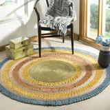 SAFAVIEH Natural Fiber Tanja Braided Jute Area Rug Blue/Multi 5 x 5 Round