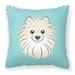 Carolines Treasures BB1145PW1414 Checkerboard Blue Pomeranian Canvas Fabric Decorative Pillow 14Hx14W multicolor