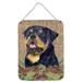 Carolines Treasures SS4059DS1216 Rottweiler on Faux Burlap with Pine Cones Wall or Door Hanging Prints 12x16