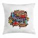 Youth Throw Pillow Cushion Cover Urban World Street Life Graffiti Art Spraycan Characters and Drippy Blotchy Letters Decorative Square Accent Pillow Case 16 X 16 Inches Multicolor by Ambesonne