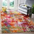 SAFAVIEH Watercolor Gemma Abstract Colorful Area Rug Orange/Green 6 7 x 6 7 Square