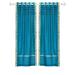 Turquoise Hand Crafted Grommet Sheer Sari Curtain Drape Panel -43Wx84L-Piece