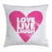 Live Laugh Love Throw Pillow Cushion Cover Notebook Style Backdrop with a Giant Heart and a Motivational Phrase Decorative Square Accent Pillow Case 16 X 16 Inches Hot Pink White by Ambesonne