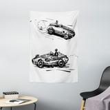 Cars Tapestry Vintage Racing Cars Hand Drawn Style Collection Nostalgic Automobile Sketch Artwork Wall Hanging for Bedroom Living Room Dorm Decor 40W X 60L Inches Black White by Ambesonne