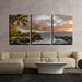 wall26 - 3 Piece Canvas Wall Art - Tropical Seascape with Palmtree and Clear Sea - Modern Home Art Stretched and Framed Ready to Hang - 16 x24 x3 Panels