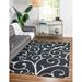 Unique Loom Scroll Decatur Rug Black/Ivory 8 5 x 11 4 Rectangle Textured Floral / Botanical Traditional Flatweave Perfect For Living Room Bed Room Dining Room Office