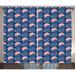 Japanese Curtains 2 Panels Set Oriental Flowers Classic Swirled Motifs Far East Asian Culture Inspirations Window Drapes for Living Room Bedroom 108W X 84L Inches Navy Blue Blush by Ambesonne