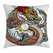 Dragon Throw Pillow Cushion Cover Traditional Chinese Creature Holding A Large Pearl Zodiac Signs Folk Tattoo Graphic Decorative Square Accent Pillow Case 20 X 20 Inches Multicolor by Ambesonne