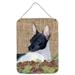 Carolines Treasures SS4071DS1216 Rat Terrier on Faux Burlap with Pine Cones Wall or Door Hanging Prints 12x16