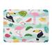 GODPOK Green Ttropical with Palm Leaves Pineapple Flamingos Toucans Exotic Flowers Watermelon Orange on Blue Rug Doormat Bath Mat 23.6x15.7 inch