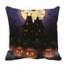 PHFZK Moon Pillow Case Halloween Wicked House with Pumpkins Pillowcase Throw Pillow Cushion Cover Two Sides Size 20x20 inches