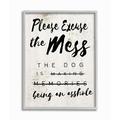 Stupell Industries Excuse Mess Funny Word Dog Pet Textured Design Gray Farmhouse Rustic Framed Giclee Texturized Art by Daphne Polselli