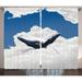 Animal Curtains 2 Panels Set Giant Creature of the Oceans Big White Whale Floats in Clear Open Sky Artwork Window Drapes for Living Room Bedroom 108W X 96L Inches Blue and White by Ambesonne