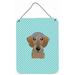 Carolines Treasures BB1171DS1216 Checkerboard Blue Wirehaired Dachshund Wall or Door Hanging Prints 12x16 multicolor