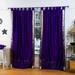 Lined-Purple Tab Top Sheer Sari Curtain / Drape / Panel - 43W x 108L - Pair