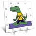 3dRose Funny Green Trex Dinosaur doing Yoga Desk Clock 6 by 6-inch