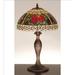 Meyda Tiffany 37789 Roses & Scrolls - 1 Light Table Lamp Mahogany Bronze Finish with Ruby Glass