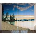 Lake House Decor Curtains 2 Panels Set Photo of Paradise Beach with Trees at the River After Sunrise Romatic Peace Scenery Living Room Bedroom Accessories 108 X 84 Inches by Ambesonne