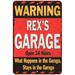 REX S Garage Warning Man Cave Wall Decor 16 x 24 Matte Finish Metal 116240030336