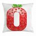 Numbers Throw Pillow Cushion Cover Number Zero Strawberry Style Mathematics Algebra Organic Food Healthy Decorative Square Accent Pillow Case 24 X 24 Inches Vermilion Green Orange by Ambesonne