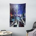City Tapestry Downtown in Hong Kong Urban View at Night High Rise Buildings Modern Business District Wall Hanging for Bedroom Living Room Dorm Decor 40W X 60L Inches Multicolor by Ambesonne