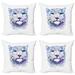 Animal Throw Pillow Cushion Case Pack of 4 Big Wild Cats Themed Print Watercolor Style Leopard Illustration Jungle Wildlife Modern Accent Double-Sided Print 4 Sizes Violet White by Ambesonne