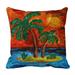 PHFZK Palm Tree on the Island Painitng Pillowcase Throw Pillow Cushion Cover Two Sides Size 18x18 inches