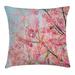 Floral Throw Pillow Cushion Cover Japanese Sakura Cherry Blossom Branches Full of Spring Beauty Picture Decorative Square Accent Pillow Case 20 X 20 Inches Light Pink Baby Blue by Ambesonne