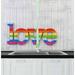 Ambesonne Pride Kitchen Curtains Love Sign on Wood Planks 55 x39 Multicolor