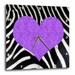 3dRose Punk Rockabilly Zebra Animal Stripe Purple Heart Print - Wall Clock 10 by 10-inch