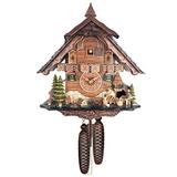 Eight Day Cuckoo Clock - Cottage Turret Man Chopping Wood