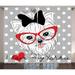 Ambesonne Yorkie Curtains 2 Panel Set Nerd Glasses Love Heart 108 x 84 Black White Red