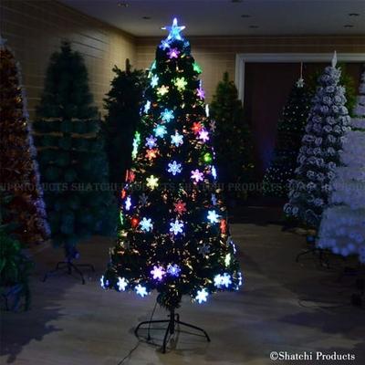 5ft Fibre Optic Christmas Tree Pre-Lit Stars Baubles Decorations Xmas Home 150cm 