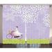 Cartoon Curtains 2 Panels Set Girl Riding Bike Windy Weather in the Garden with Grass Art Window Drapes for Living Room Bedroom 108W X 84L Inches Apple Green White and Purple Grey by Ambesonne