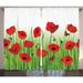 Poppy Decor Curtains 2 Panels Set Grass Flowers Butterfly Floral Decorating Summer Park Greenland Artwork Living Room Bedroom Accessories 108 X 84 Inches by Ambesonne