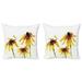 Watercolor Flower Throw Pillow Cushion Cover Pack of 2 Garden with Daisy Flowers in Soft Painting Effect Dramatical Nature Zippered Double-Side Digital Print 4 Sizes Yellow White by Ambesonne